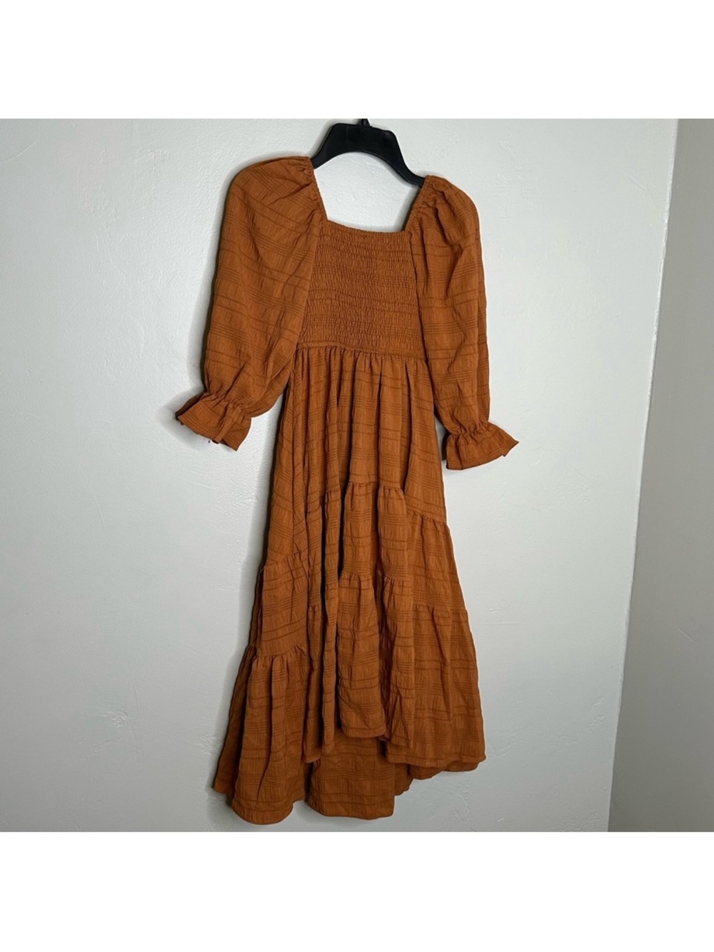 Joyfolie Girls Rust Orange Smocked Tiered Maxi Dress